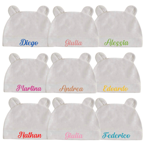 Cappellino in Cotone bianco con Nome