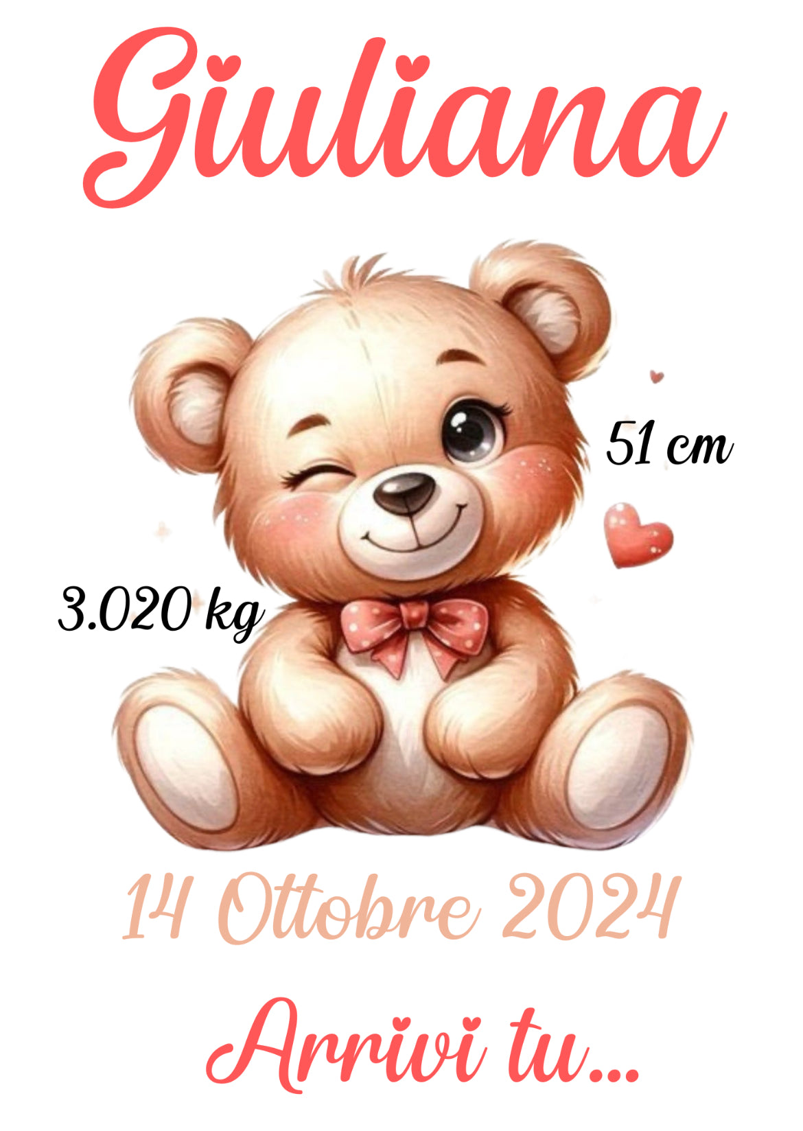 Quadretto Nascita Personalizzato, Cornice con Dati del Bambino, Stampa per Cameretta Bambini