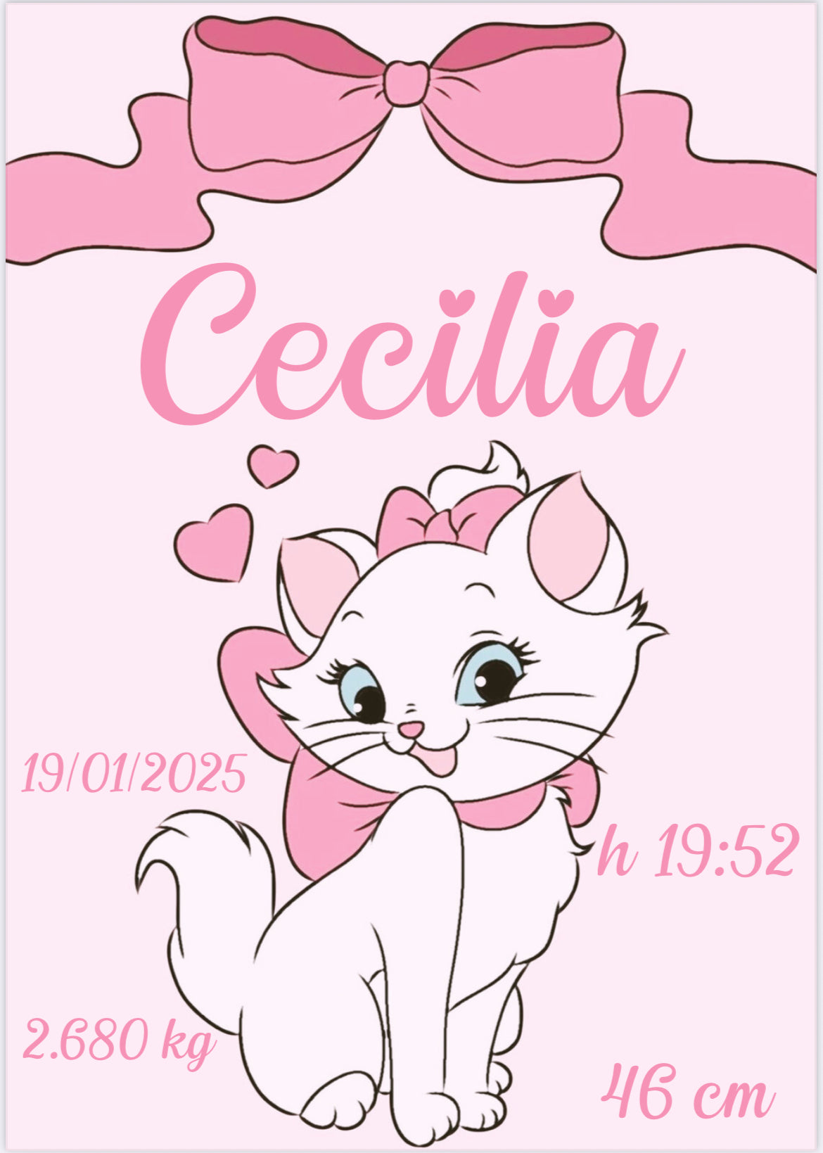 Quadretto Nascita Personalizzato, Cornice con Dati del Bambino, Stampa per Cameretta Bambini