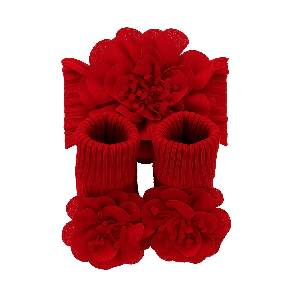 Set Fascia e Calzini Bimba con Fiore 3D – 3 Colori