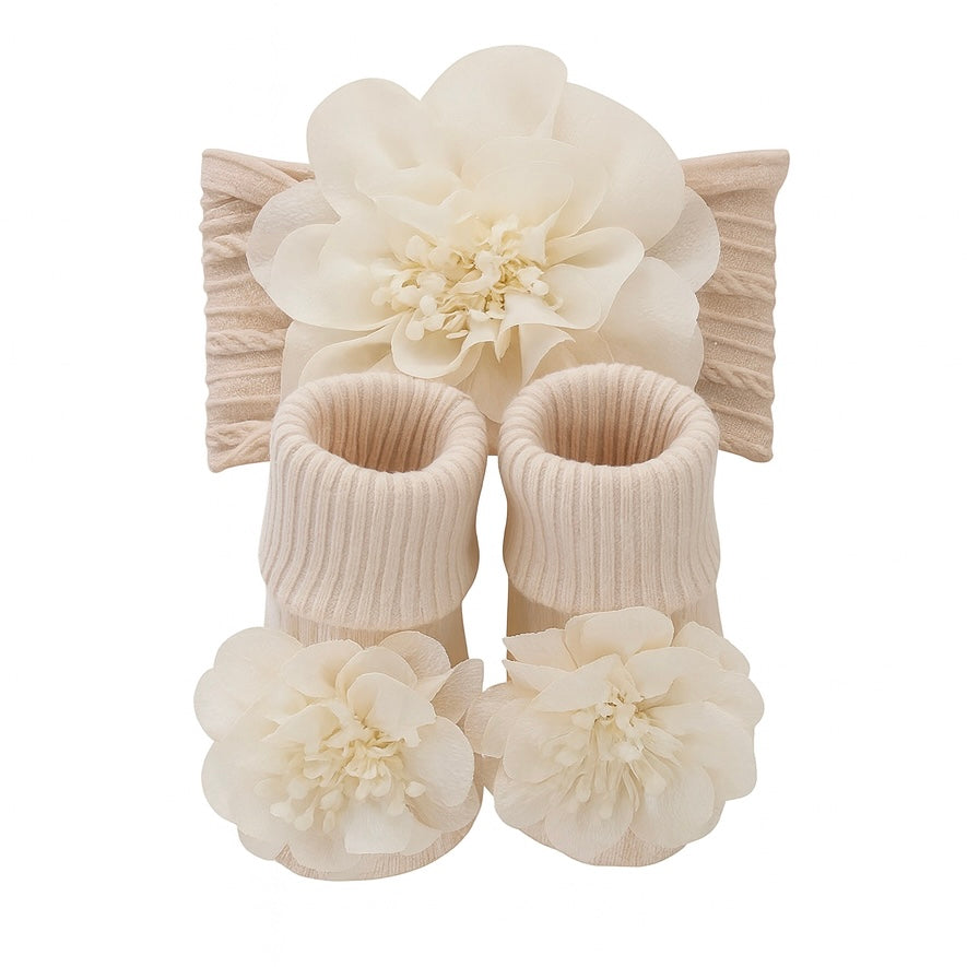 Set Fascia e Calzini Bimba con Fiore 3D – 3 Colori
