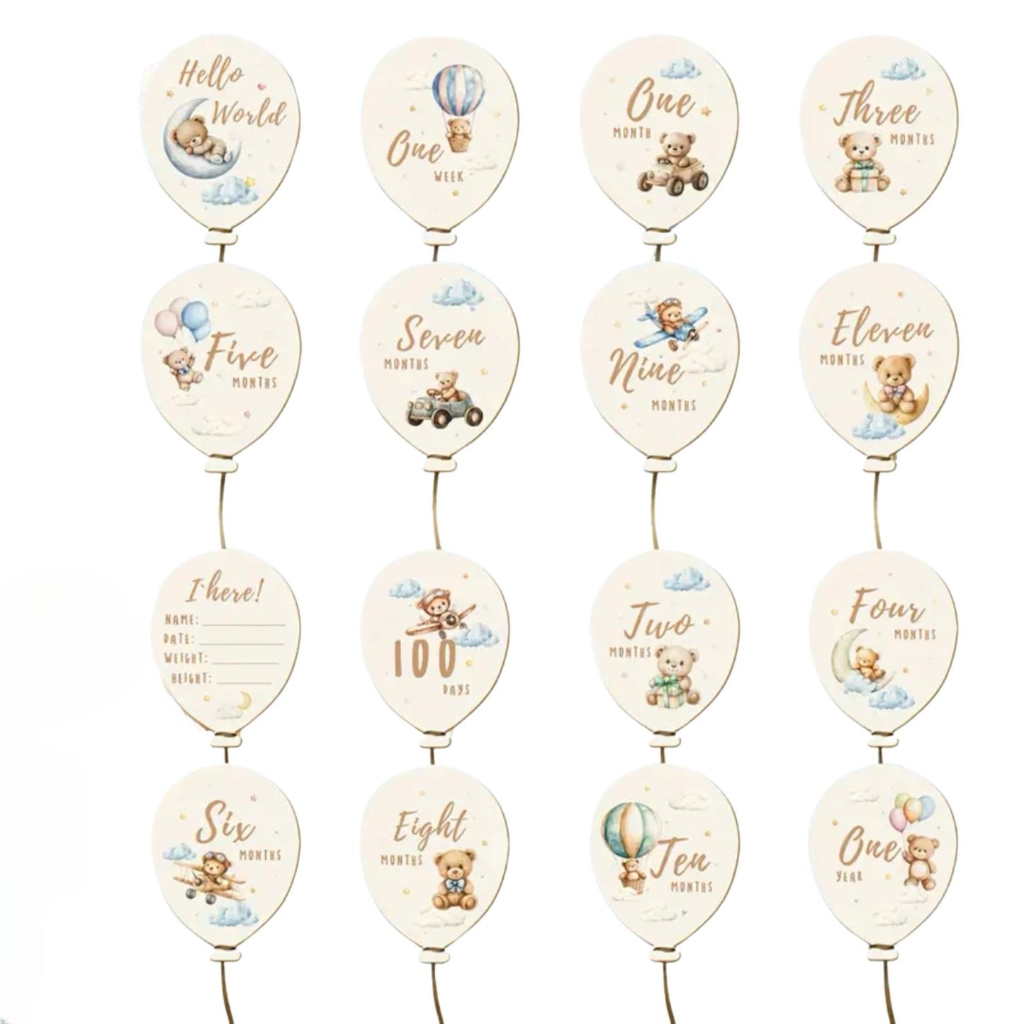 Set Card Complimese Neonato a Forma di Palloncino